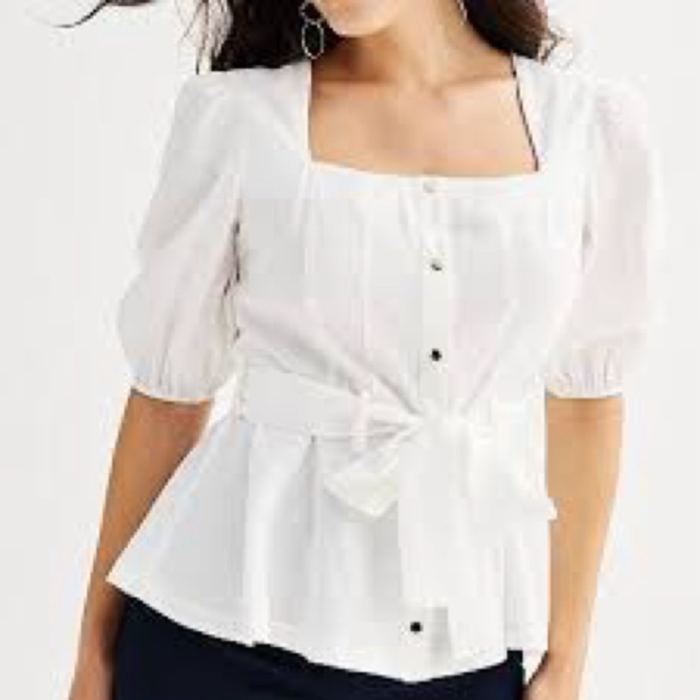 Nine West Elegant White Women's Square Neck Top